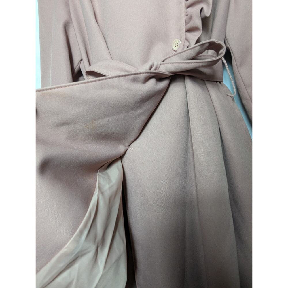 Vintage Bonders 1960s Pale Lilac Mauve Trench Coat Jacket Ruffle Military M - Picture 7 of 11